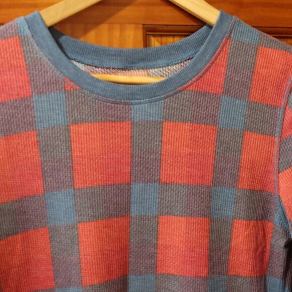 Cuddl Duds Stretch Thermal Plaid Fall Pajama Top Medium - Picture 3 of 10